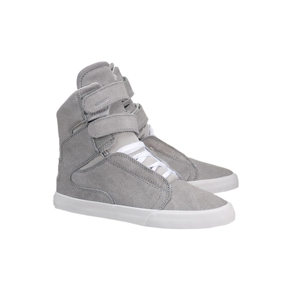 Baskets Montantes Supra Society II Grise Silver/White Femme | DSC-58623073